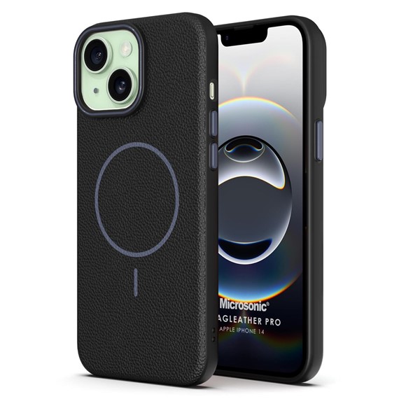 Microsonic Apple iPhone 14 Kılıf MagLeather Pro Siyah 1