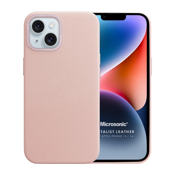 Microsonic Apple iPhone 14 Kılıf Metalist Leather Pembe 1