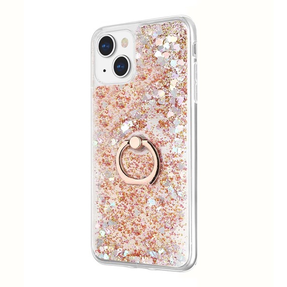 Microsonic Apple iPhone 15 Plus Kılıf Glitter Liquid Holder Gold 2