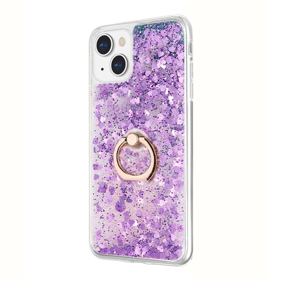 Microsonic Apple iPhone 14 Kılıf Glitter Liquid Holder Mor 2