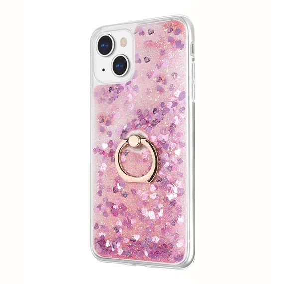 Microsonic Apple iPhone 14 Plus Kılıf Glitter Liquid Holder Pembe 2