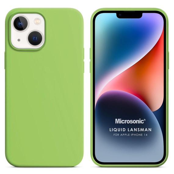 Microsonic Apple iPhone 14 Kılıf Liquid Lansman Silikon Açık Yeşil 1