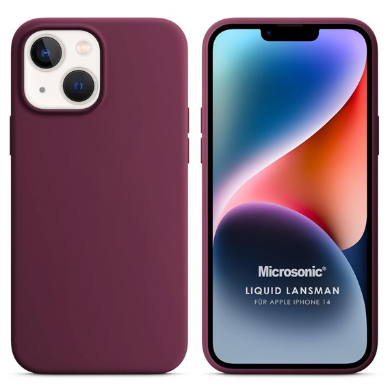 Microsonic Apple iPhone 14 Kılıf Liquid Lansman Silikon Bordo 1