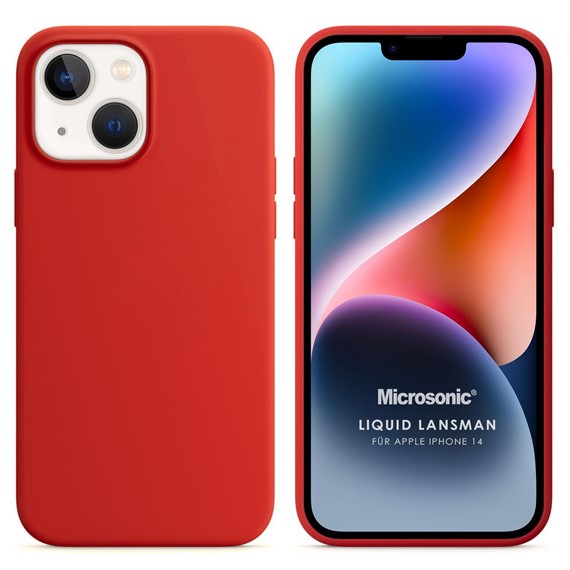 Microsonic Apple iPhone 14 Kılıf Liquid Lansman Silikon Kırmızı 1