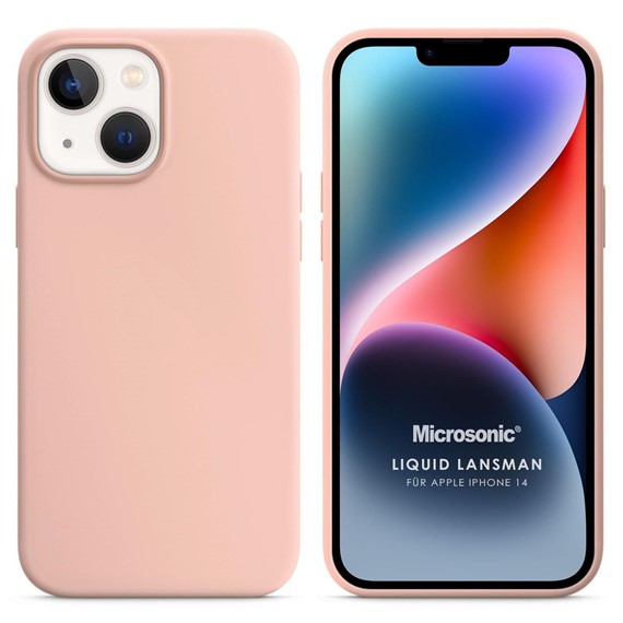 Microsonic Apple iPhone 14 Kılıf Liquid Lansman Silikon Kum Pembesi 1