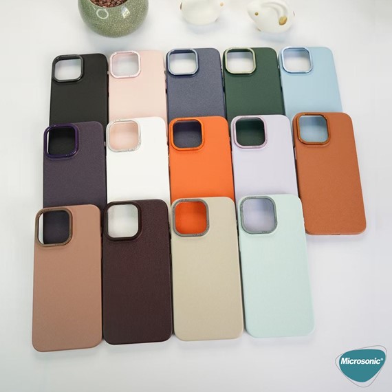 Microsonic Apple iPhone 14 Plus Kılıf Metalist Leather Turuncu 5