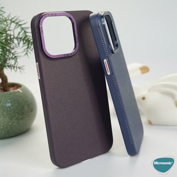 Microsonic Apple iPhone 14 Plus Kılıf Metalist Leather Turuncu 6