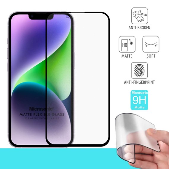 Microsonic Apple iPhone 14 Plus Seramik Matte Flexible Ekran Koruyucu Siyah 1