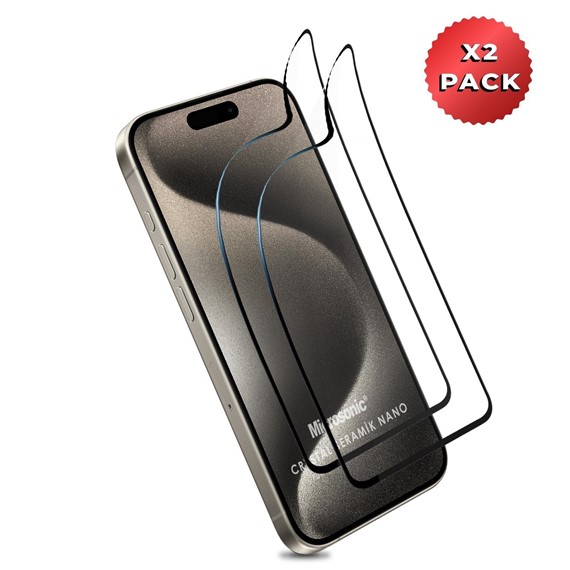 Microsonic Apple iPhone 14 Pro Crystal Seramik Nano Ekran Koruyucu Siyah 2 Adet 2