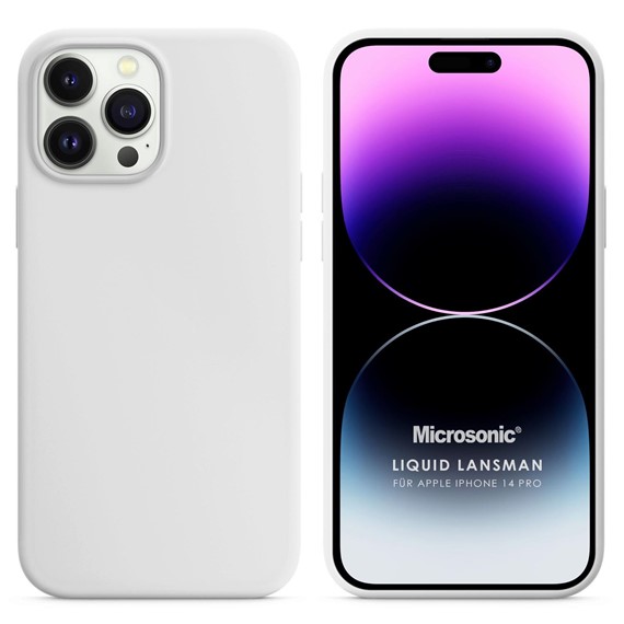 Microsonic Apple iPhone 14 Pro Kılıf Liquid Lansman Silikon Beyaz 1