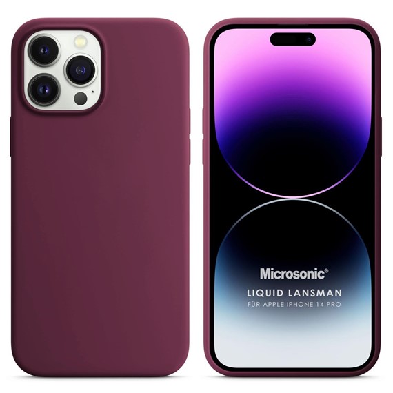 Microsonic Apple iPhone 14 Pro Kılıf Liquid Lansman Silikon Bordo 1