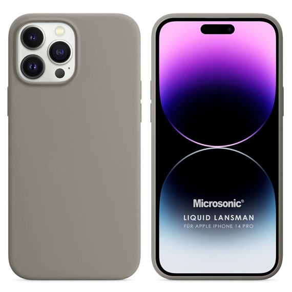 Microsonic Apple iPhone 14 Pro Kılıf Liquid Lansman Silikon Gri 1