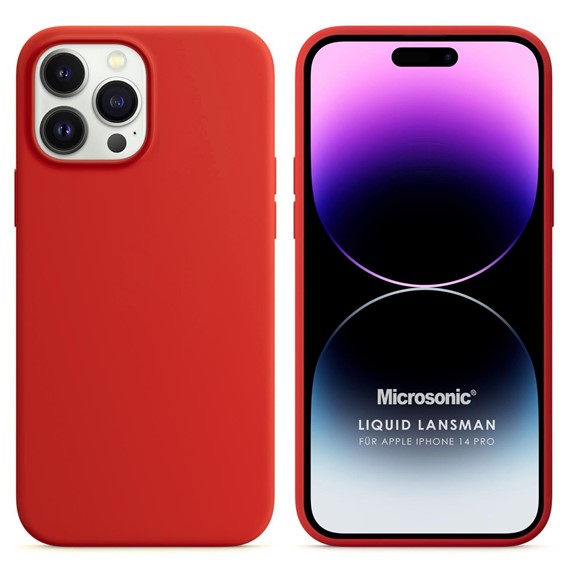 Microsonic Apple iPhone 14 Pro Kılıf Liquid Lansman Silikon Kırmızı 1