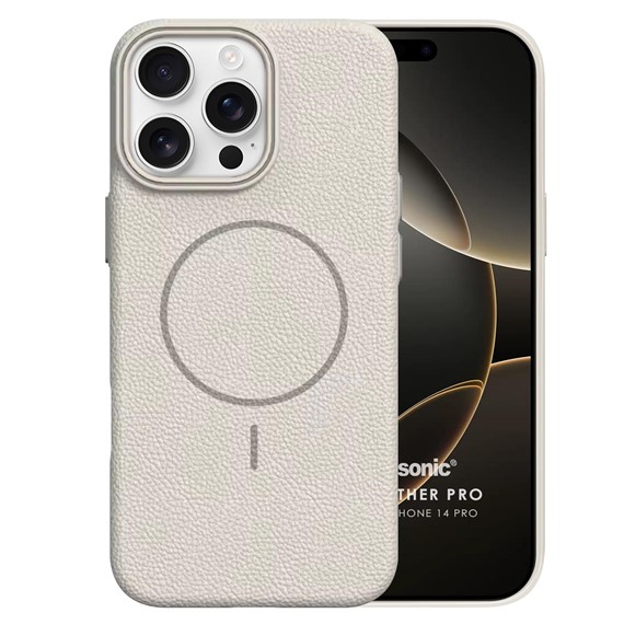 Microsonic Apple iPhone 14 Pro Kılıf MagLeather Pro Bej 2