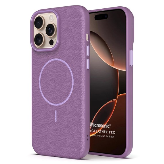 Microsonic Apple iPhone 14 Pro Kılıf MagLeather Pro Lila 1