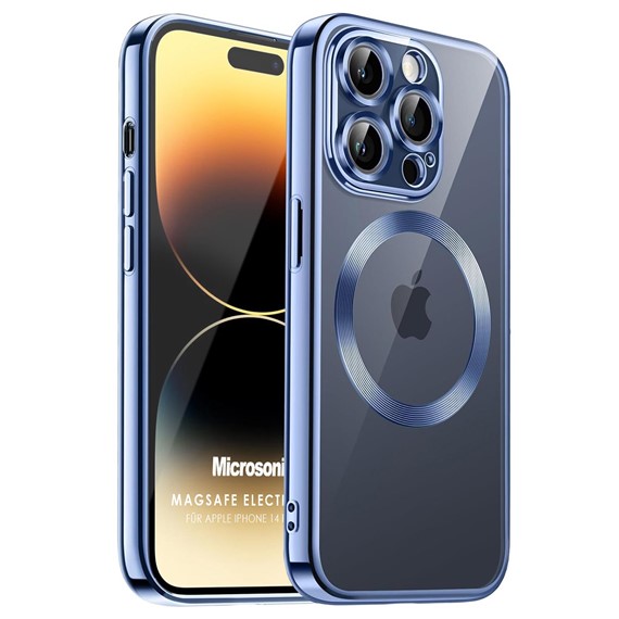 Microsonic Apple iPhone 14 Pro Kılıf MagSafe Luxury Electroplate Mavi 1