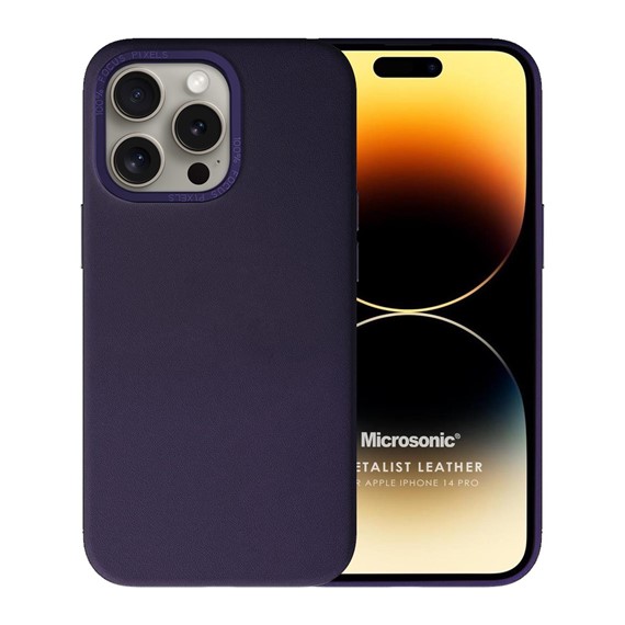 Microsonic Apple iPhone 14 Pro Kılıf Metalist Leather Mor 1