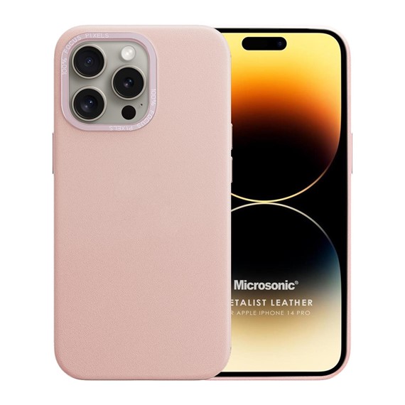 Microsonic Apple iPhone 14 Pro Kılıf Metalist Leather Pembe 1