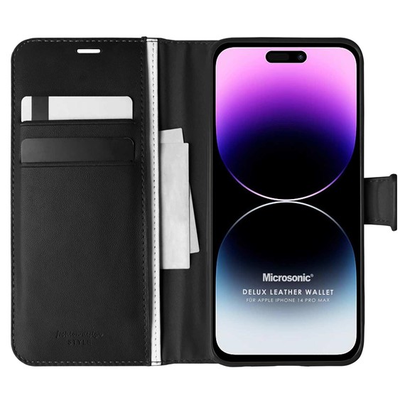 Microsonic Apple iPhone 14 Pro Max Kılıf Delux Leather Wallet Siyah 1