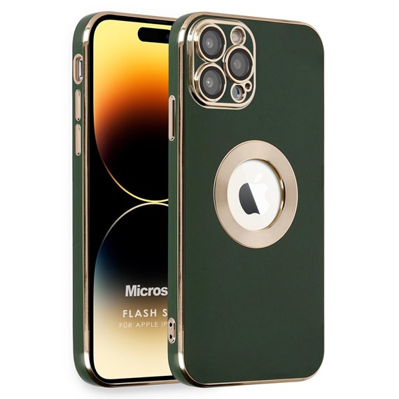 Microsonic Apple iPhone 14 Pro Max Kılıf Flash Stamp Koyu Yeşil 1