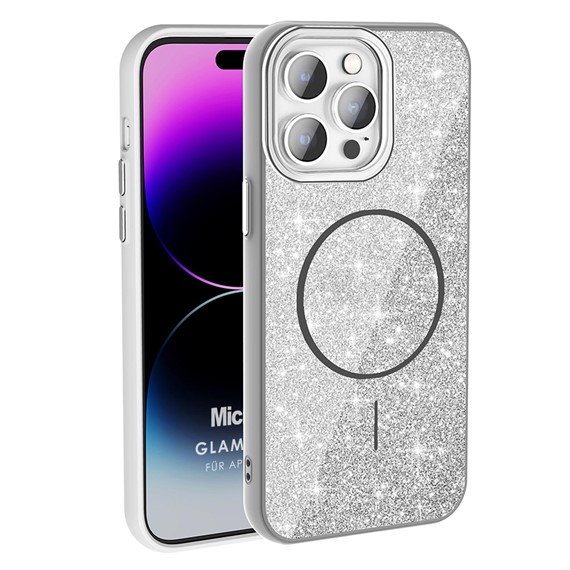 Microsonic Apple iPhone 14 Pro Max Kılıf GlamGrip Luxe Gümüş 1