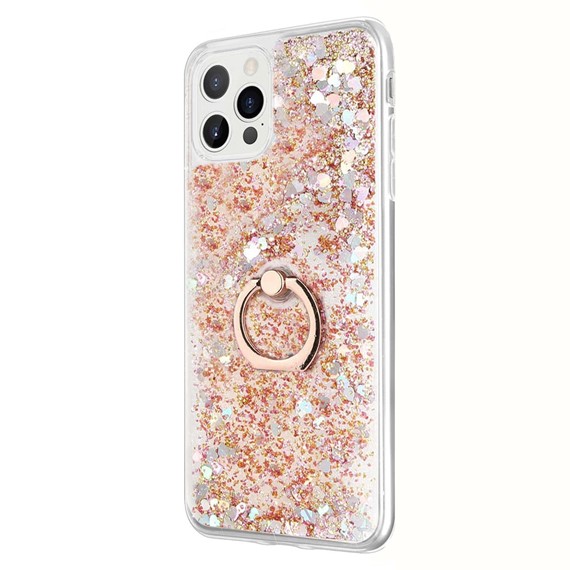 Microsonic Apple iPhone 14 Pro Kılıf Glitter Liquid Holder Gold 2