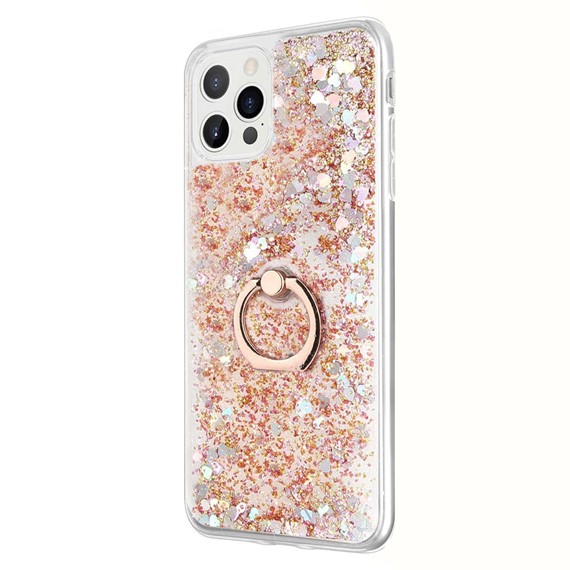 Microsonic Apple iPhone 14 Pro Kılıf Glitter Liquid Holder Gold 2