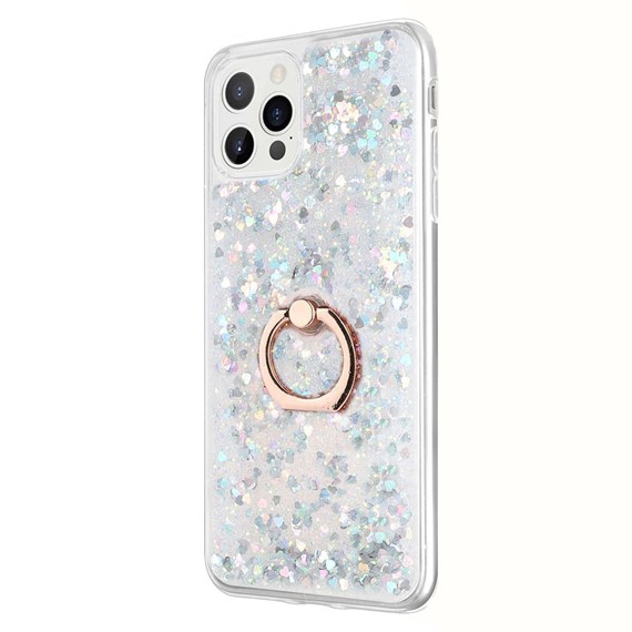 Microsonic Apple iPhone 15 Pro Kılıf Glitter Liquid Holder Gümüş 2