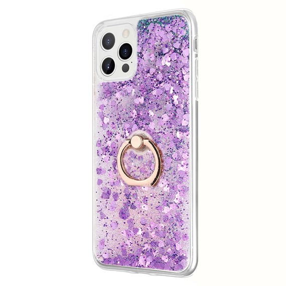 Microsonic Apple iPhone 14 Pro Max Kılıf Glitter Liquid Holder Mor 2