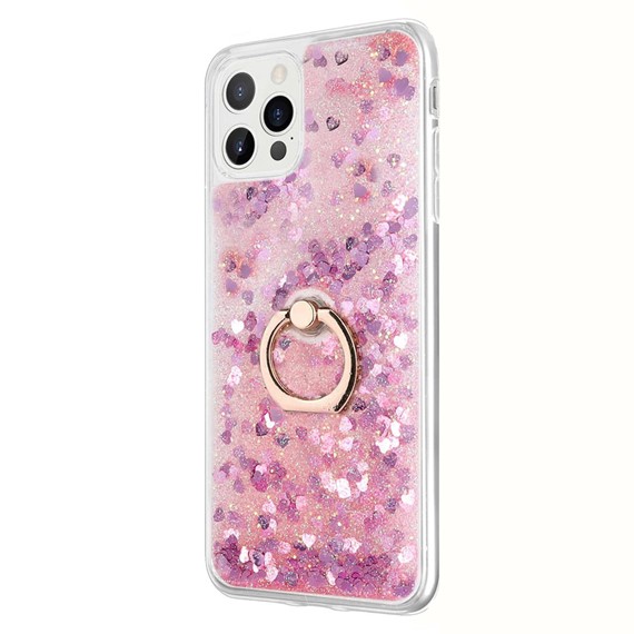 Microsonic Apple iPhone 13 Pro Kılıf Glitter Liquid Holder Pembe 2