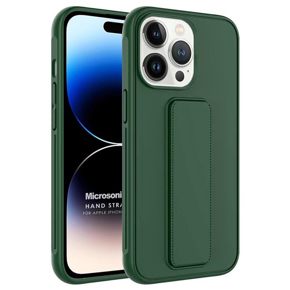 Microsonic Apple iPhone 14 Pro Kılıf Hand Strap Koyu Yeşil 1