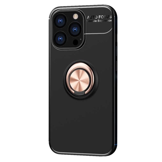 Microsonic Apple iPhone 14 Pro Kılıf Kickstand Ring Holder Siyah Rose 2