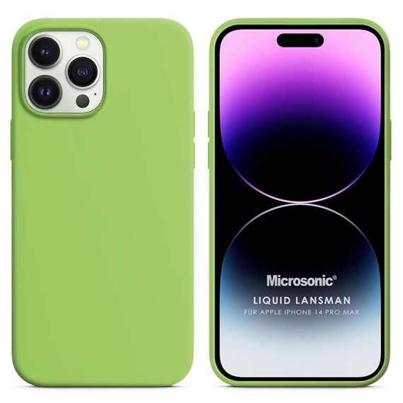 Microsonic Apple iPhone 14 Pro Max Kılıf Liquid Lansman Silikon Açık Yeşil 1