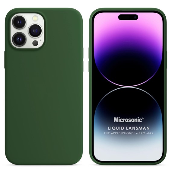 Microsonic Apple iPhone 14 Pro Max Kılıf Liquid Lansman Silikon Koyu Yeşil 1