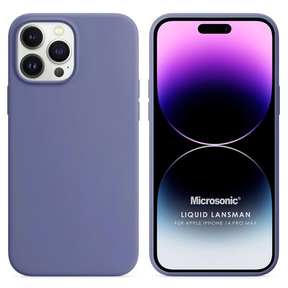 Microsonic Apple iPhone 14 Pro Max Kılıf Liquid Lansman Silikon Lavanta Grisi 1