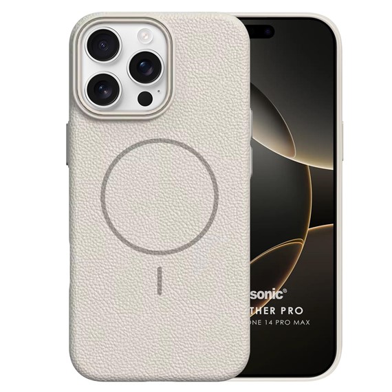 Microsonic Apple iPhone 14 Pro Max Kılıf MagLeather Pro Bej 2