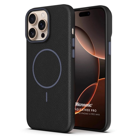 Microsonic Apple iPhone 14 Pro Max Kılıf MagLeather Pro Siyah 1