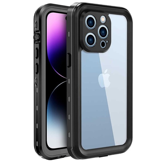 Microsonic Apple iPhone 15 Pro Max Kılıf Waterproof 360 Full Body Protective Siyah 1