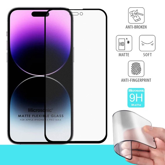 Microsonic Apple iPhone 14 Pro Max Seramik Matte Flexible Ekran Koruyucu Siyah 1