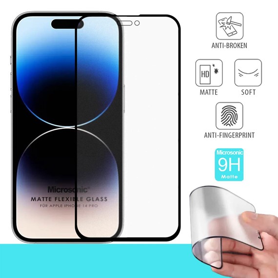 Microsonic Apple iPhone 14 Pro Seramik Matte Flexible Ekran Koruyucu Siyah 1