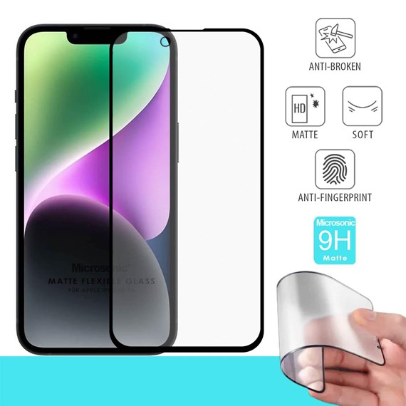 Microsonic Apple iPhone 14 Seramik Matte Flexible Ekran Koruyucu Siyah 1