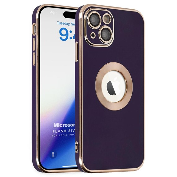 Microsonic Apple iPhone 15 Kılıf Flash Stamp Koyu Mor 1