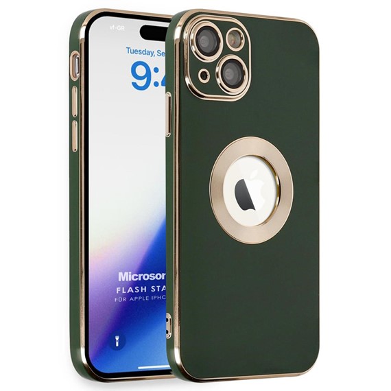 Microsonic Apple iPhone 15 Plus Kılıf Flash Stamp Koyu Yeşil 1