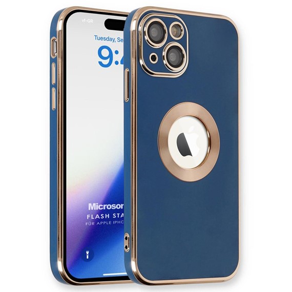 Microsonic Apple iPhone 15 Kılıf Flash Stamp Lacivert 1