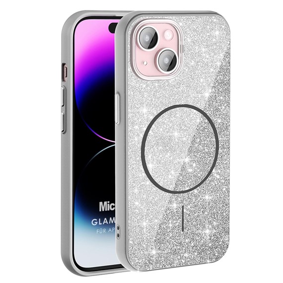 Microsonic Apple iPhone 15 Plus Kılıf GlamGrip Luxe Gümüş 1
