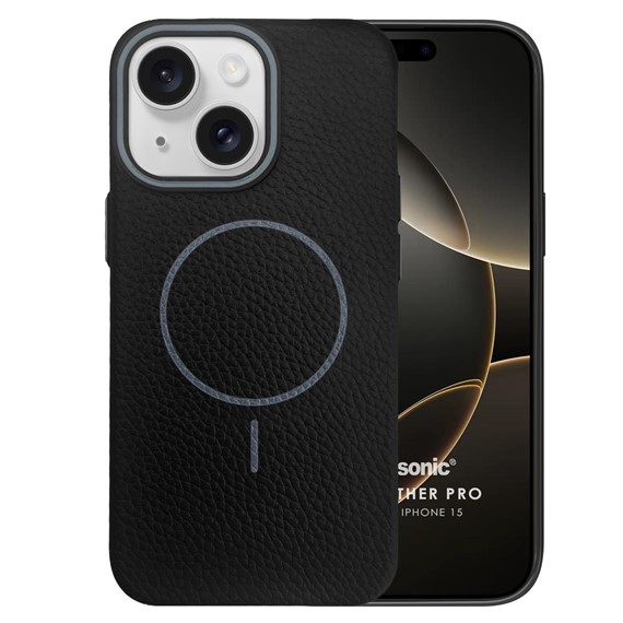 Microsonic Apple iPhone 15 Kılıf MagLeather Pro Siyah 2