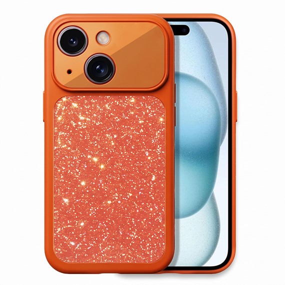 Microsonic Apple iPhone 15 Kılıf Ruby Sparkle Turuncu 1