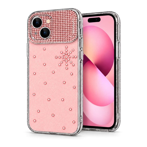 Microsonic Apple iPhone 15 Kılıf ShineGlam Luxe Rose 1