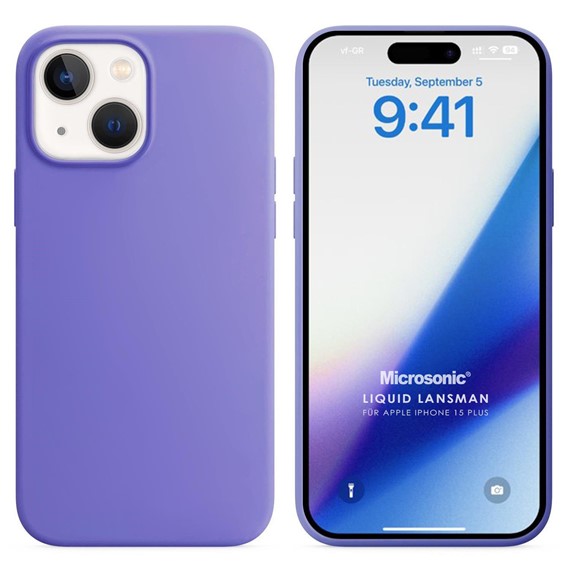 Microsonic Apple iPhone 15 Plus Kılıf Liquid Lansman Silikon Lila 1