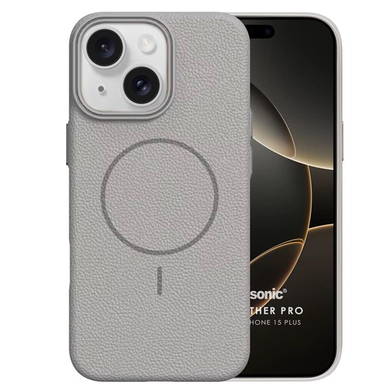 Microsonic Apple iPhone 15 Plus Kılıf MagLeather Pro Gri 2